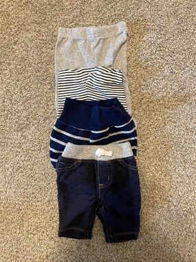 Carters Stripes, Grey, & Denim Leggings Set-Newborn